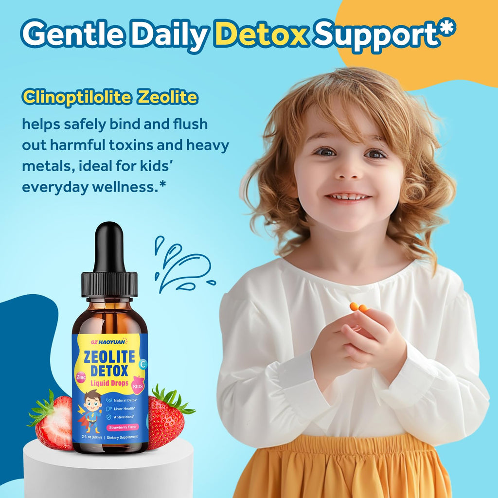 Zeolite Detox for Kids & Adults, Liquid Zeolite Detox Drops with Clinoptilolite, Vitamin C, Zinc, NAC & Milk Thistle – Supports Gentle Liver & Gut Cleansing - FENGGESTORE20