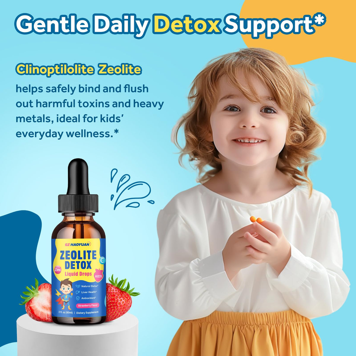 Zeolite Detox for Kids & Adults, Liquid Zeolite Detox Drops with Clinoptilolite, Vitamin C, Zinc, NAC & Milk Thistle – Supports Gentle Liver & Gut Cleansing - FENGGESTORE20
