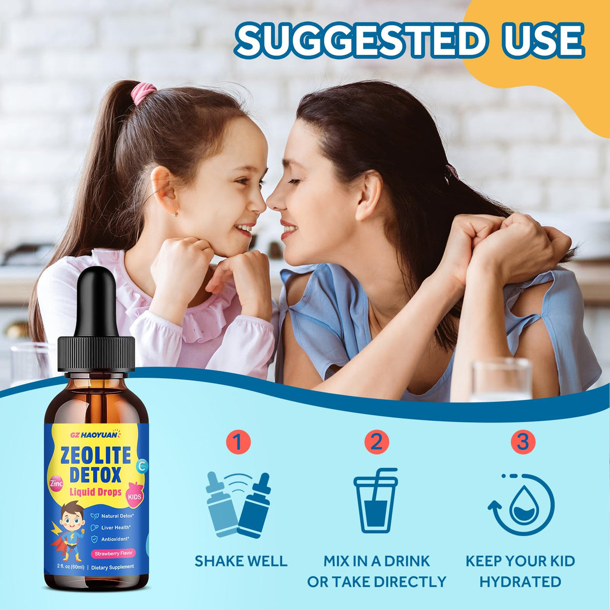 Zeolite Detox for Kids & Adults, Liquid Zeolite Detox Drops with Clinoptilolite, Vitamin C, Zinc, NAC & Milk Thistle – Supports Gentle Liver & Gut Cleansing - FENGGESTORE20