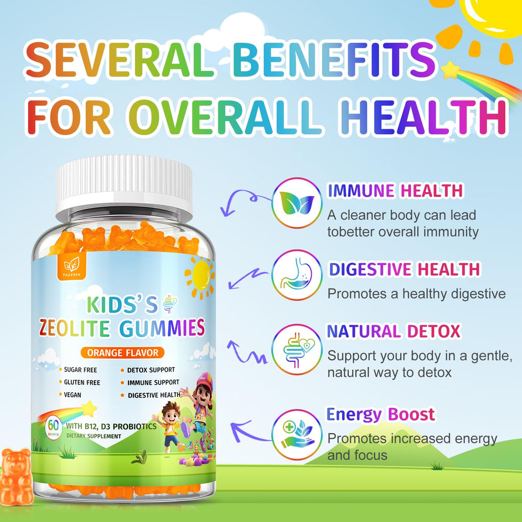 Zeolite Detox for Kids Gummies, Pure Natural Zeolite Clinoptilolite, Adults & Kids Heavy Metals, Focus, Gut & Immune Support - FENGGESTORE20