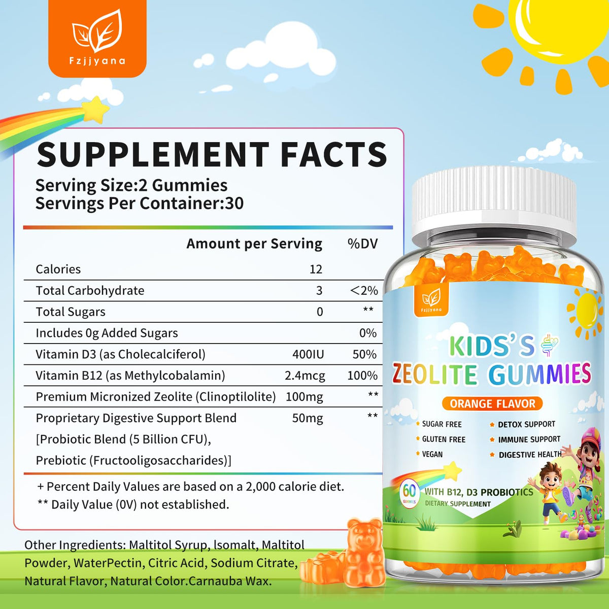 Zeolite Detox for Kids Gummies, Pure Natural Zeolite Clinoptilolite, Adults & Kids Heavy Metals, Focus, Gut & Immune Support - FENGGESTORE20
