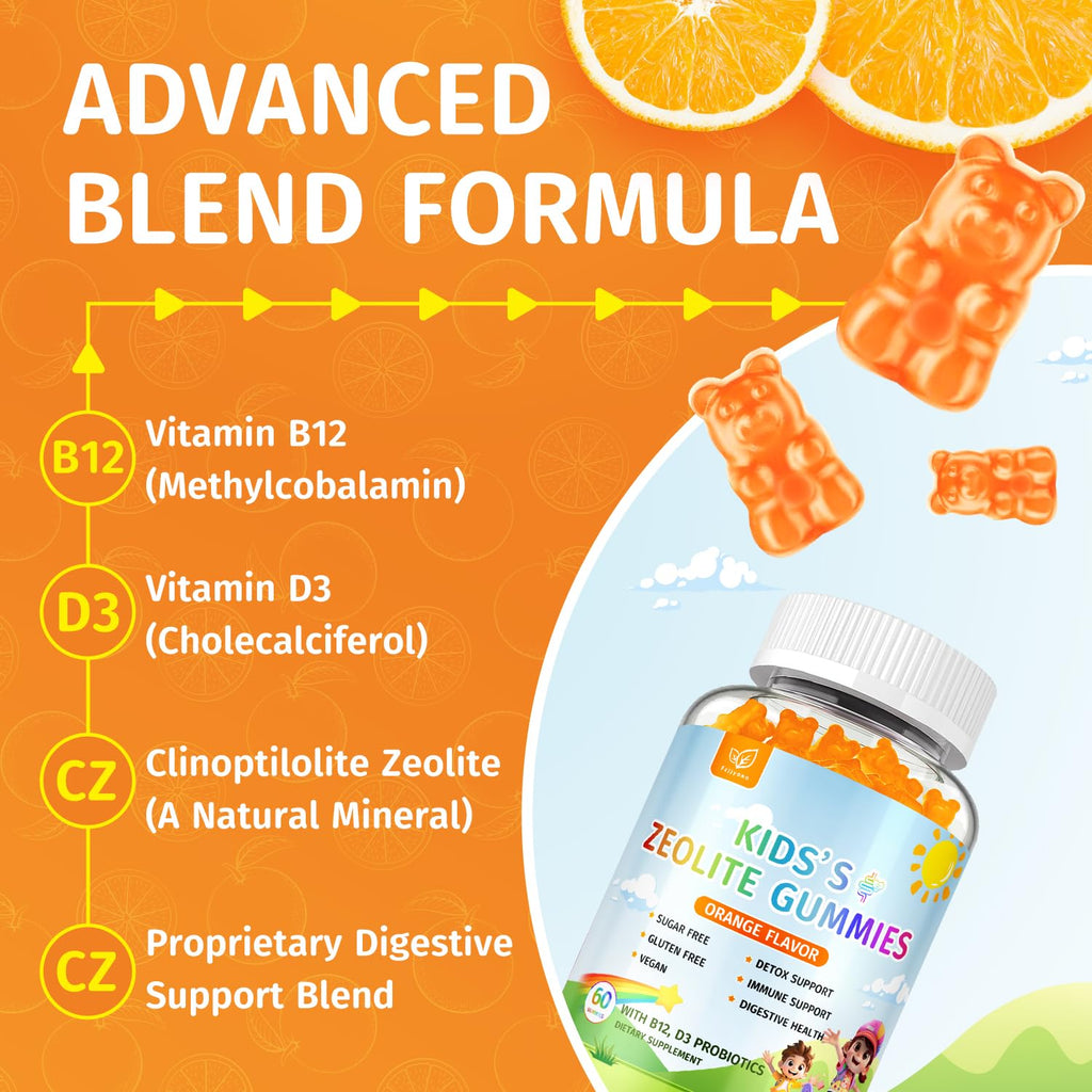 Zeolite Detox for Kids Gummies, Pure Natural Zeolite Clinoptilolite, Adults & Kids Heavy Metals, Focus, Gut & Immune Support - FENGGESTORE20