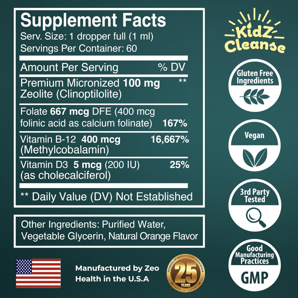Zeolite Detox for Kids with Folinic Acid + Methyl B12 + D3 | Methylation + Heavy Metal Detox Support Supplement | Promotes Behavioral, Focus - FENGGESTORE20