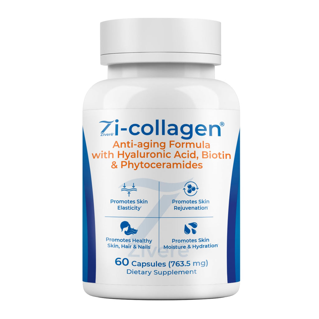Zi-Collagen Marine Collagen Capsules for Skin, Hair & Nails Support – with Phytoceramides, Hyaluronic Acid, Biotin & Vitamins A C D3 E – 60 Capsules - FENGGESTORE20