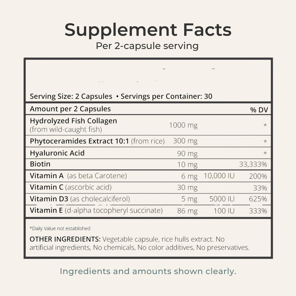 Zi-Collagen Marine Collagen Capsules for Skin, Hair & Nails Support – with Phytoceramides, Hyaluronic Acid, Biotin & Vitamins A C D3 E – 60 Capsules - FENGGESTORE20