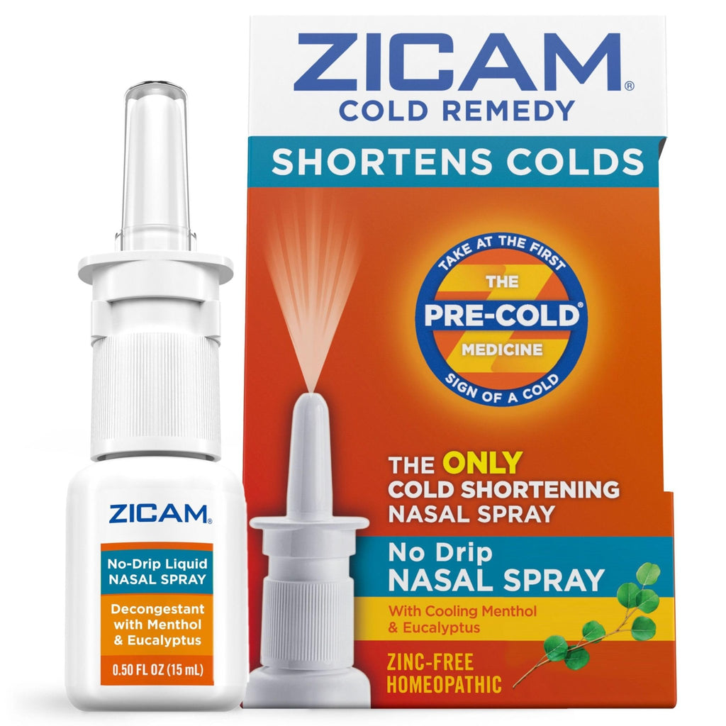 Zicam Cold Remedy No-Drip Nasal Spray with Cooling Menthol & Eucalyptus, Homeopathic, Zinc-Free, Pre-Cold Medicine, Shortens Cold Duration, 0.5 Ounce - FENGGESTORE20