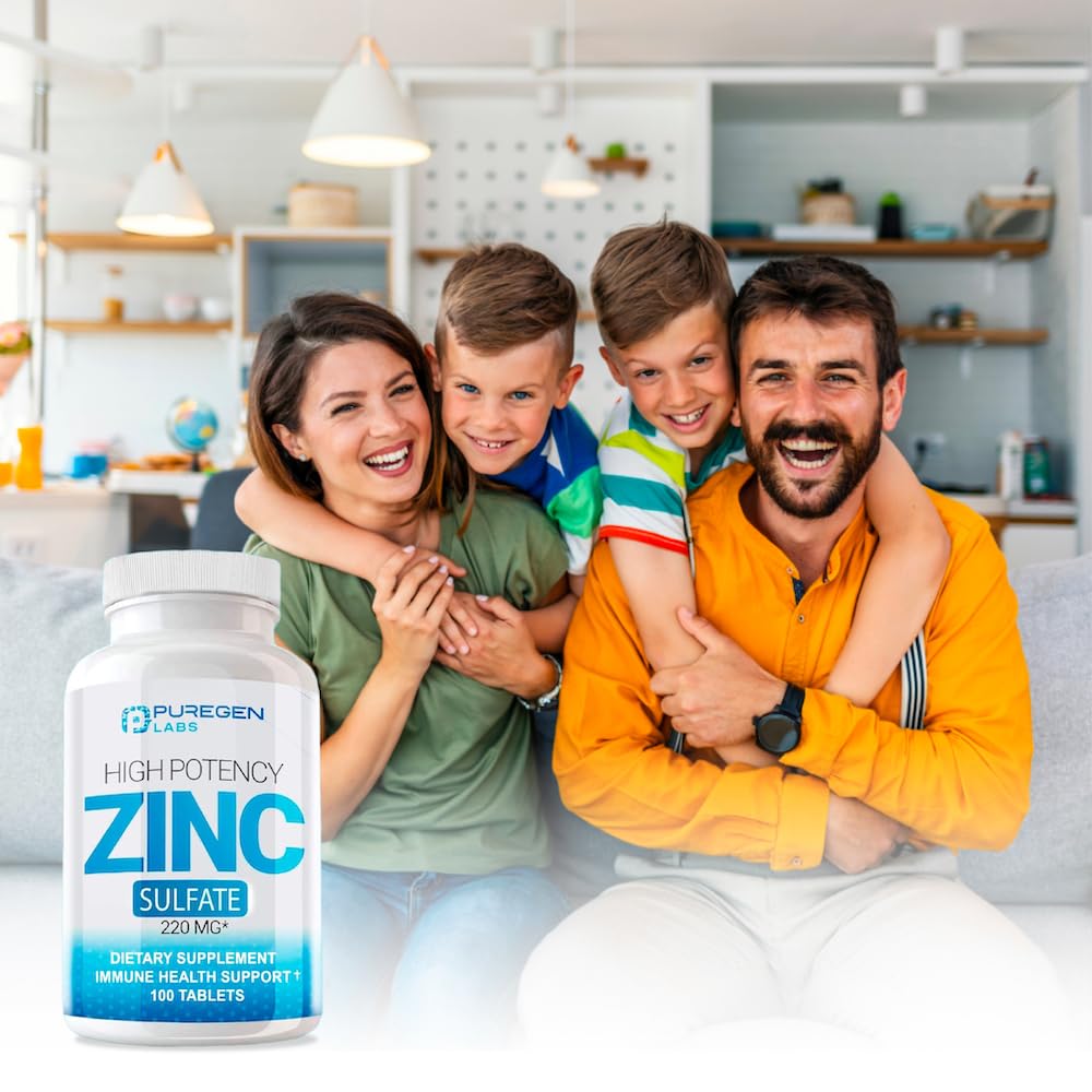 Zinc 220mg [High Potency] Supplement – Zinc Sulfate for Immune Support System 100 Tablets - FENGGESTORE20