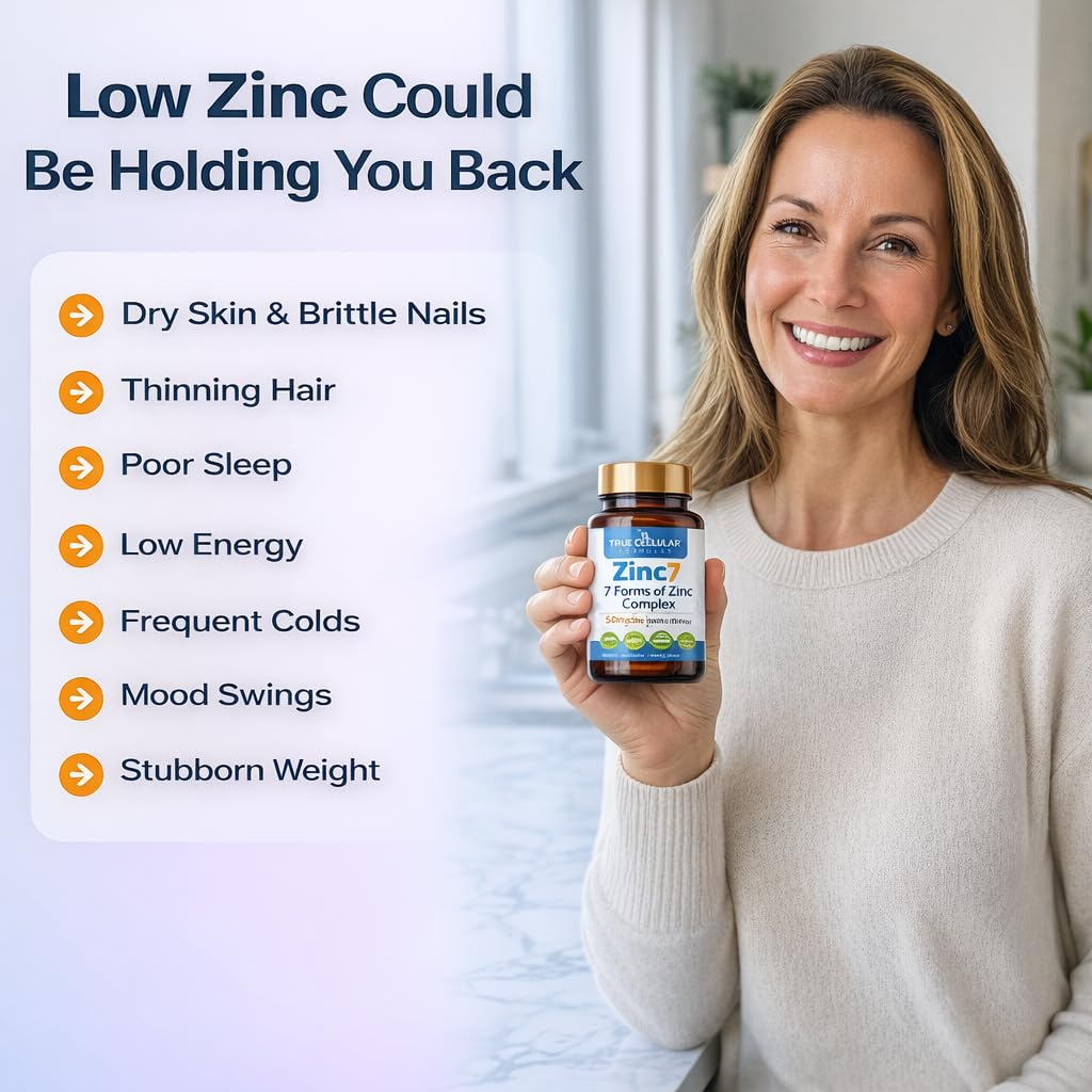 Zinc7: 7-in-1 Zinc Complex 50mg - Maximum Absorption for Immune Defense, Deep Sleep & All-Day Energy | Hormone Balance, Mental Focus - FENGGESTORE20