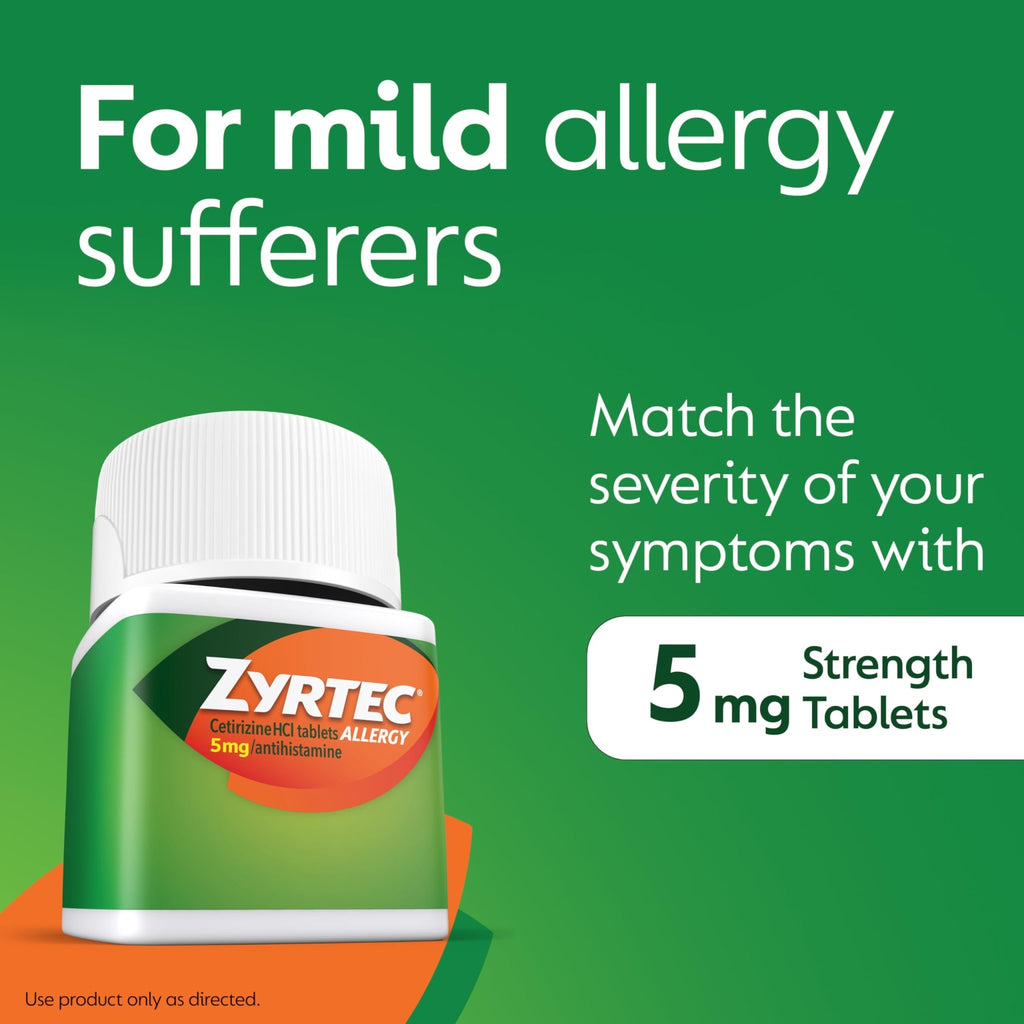 Zyrtec 24 Hour Allergy Relief Tablets, Indoor & Outdoor Allergy Medicine for Adults with 5 mg Cetirizine Hydrochloride, Relief of Runny Nose, Sneezing, Itchy Eyes, Plus Dust, Mold & Pet Dander, 35 ct - FENGGESTORE20