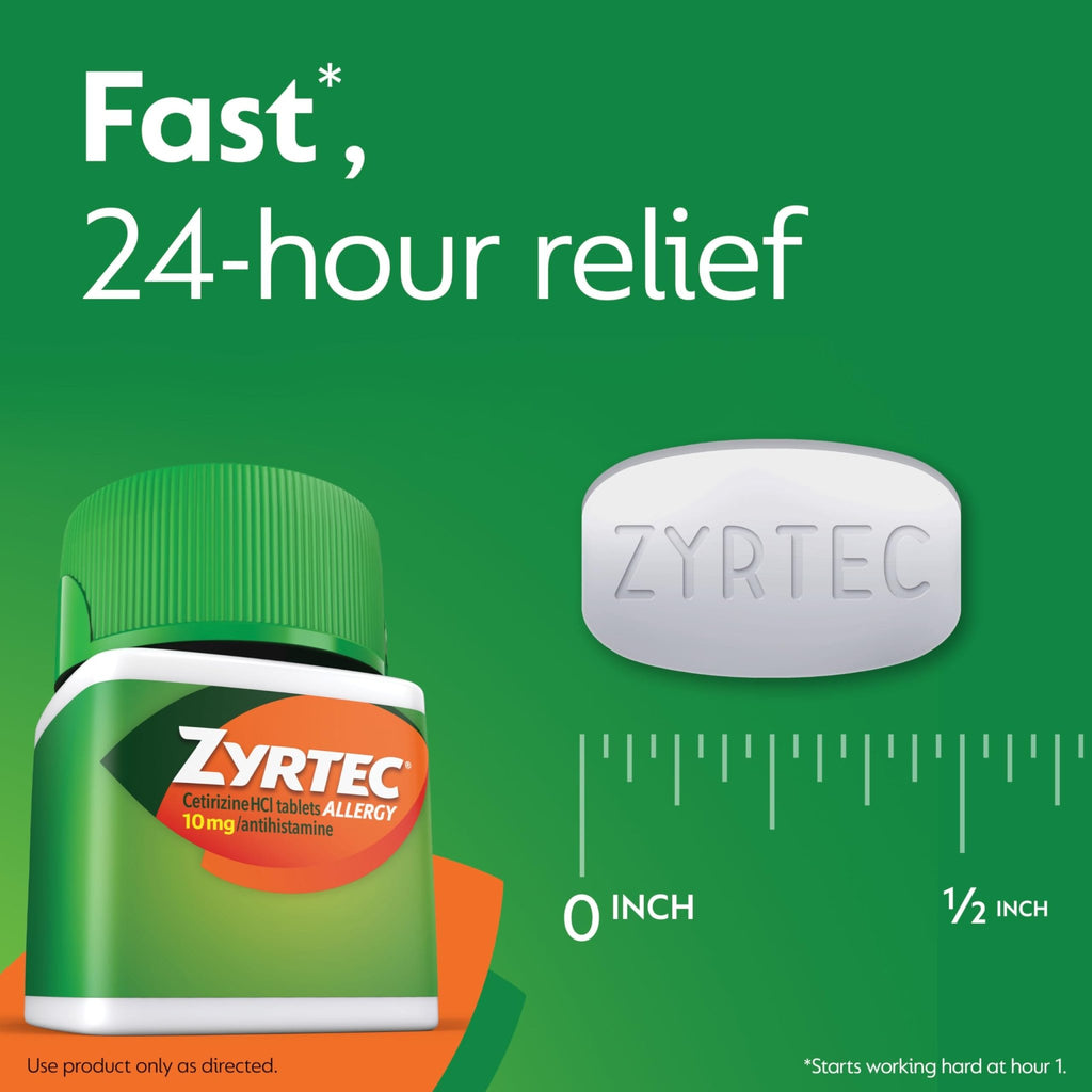 Zyrtec 24 Hour Allergy Relief Tablets, Indoor & Outdoor Allergy Medicine with 10 mg Cetirizine Hydrochloride Antihistamine, Value Bundle of one, 90 ct Bottle & Three, 1 ct Travel Packs - FENGGESTORE20