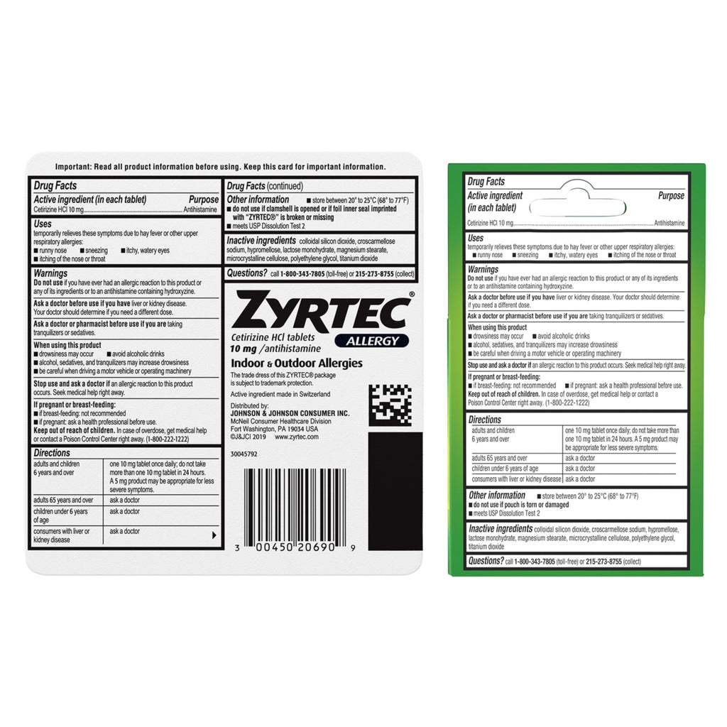 Zyrtec 24 Hour Allergy Relief Tablets, Indoor & Outdoor Allergy Medicine with 10 mg Cetirizine Hydrochloride Antihistamine, Value Bundle of one, 90 ct Bottle & Three, 1 ct Travel Packs - FENGGESTORE20