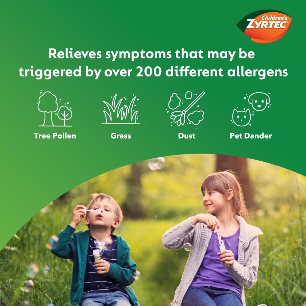 Zyrtec Children's Liquid, Kid's Antihistamine Syrup, Dye-, Sugar-, and Alcohol-Free, Pleasant Bubble Gum Flavor, Contains Cetirizine HCl Suitable for Ages 2 Years and Up, 4 fl oz Bottle - FENGGESTORE20