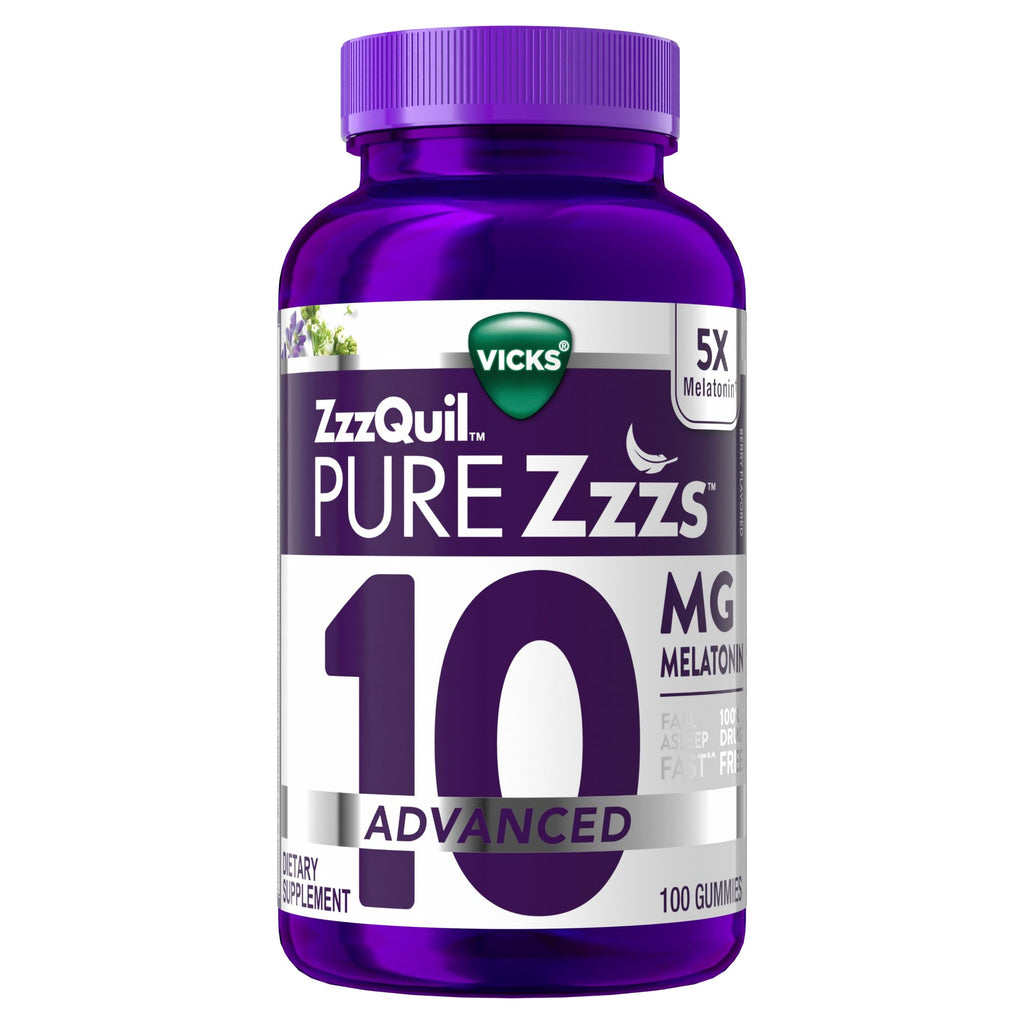 ZzzQuil Pure Zzzs Advanced Melatonin Gummies, Melatonin 10mg, Sleep Aid, with Chamomile & Lavender, Melatonin Sleep Gummies, Sleep Aids for Adults - FENGGESTORE20