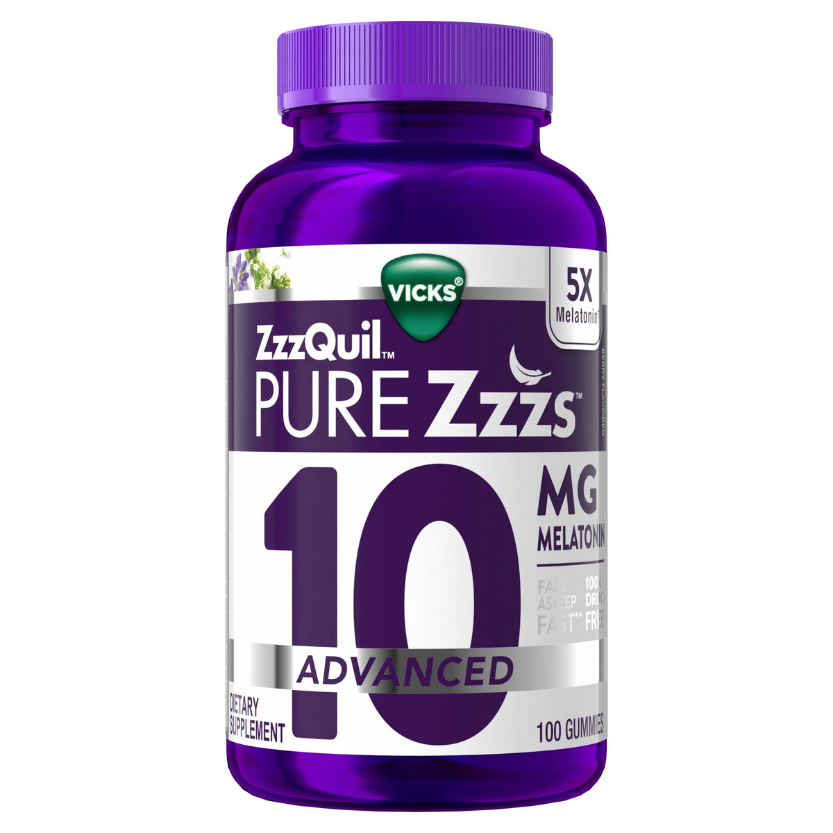ZzzQuil Pure Zzzs Advanced Melatonin Gummies, Melatonin 10mg, Sleep Aid, with Chamomile & Lavender, Melatonin Sleep Gummies, Sleep Aids for Adults - FENGGESTORE20