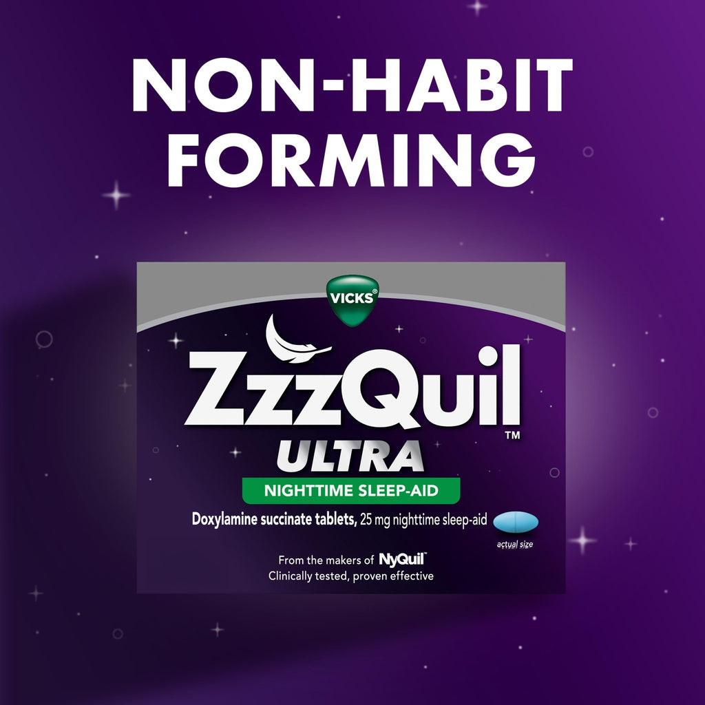 ZzzQuil ULTRA, Sleep Aid, Doxylamine Succinate 25mg, Sleep Aids for Adults, Nighttime Sleep Aid, 48 Tablets - FENGGESTORE20